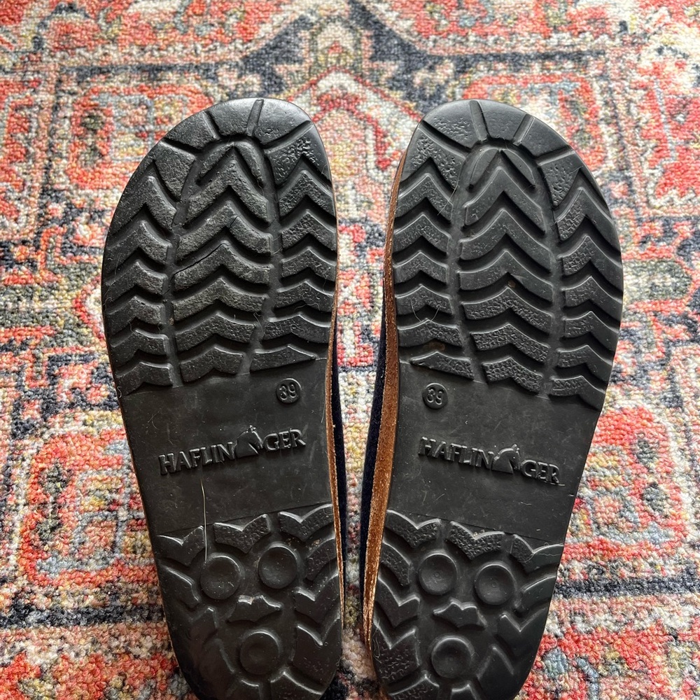 Haflinger Black Wool Slip-On Clogs with Trim - Picture 6 of 7